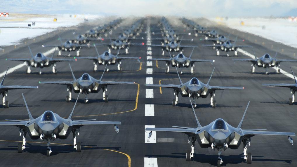 52 Stealth Fighter Jets Elephant Walk In Show Of Force Amid Threats Of ...